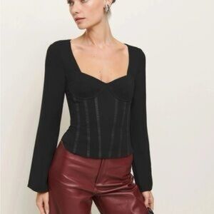 Reformation Black Long Sleeve Blouse